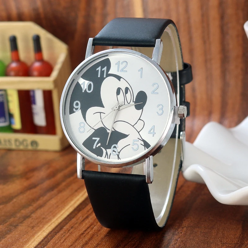 Reloj infantil новые детские часы женские модные повседневные студенческие часы с Микки Маусом для девочек и мальчиков детские часы кожаные кварцевые наручные часы