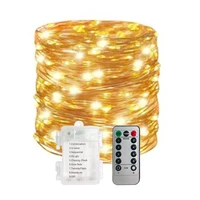 10m 100 led5m 50 led copper wire fairy string lights with remote controller 3 aa battery powered outdoor garden string garland