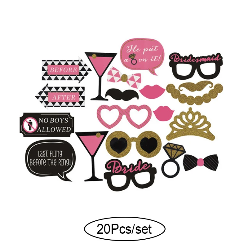 20Pcs set Свадебные DIY украшения фото стенд реквизит забавная маска очки Усы губы на палочке Baby Shower Свадьба День рождения принадлежности для вечеринок - Цвет: 20Pcs set