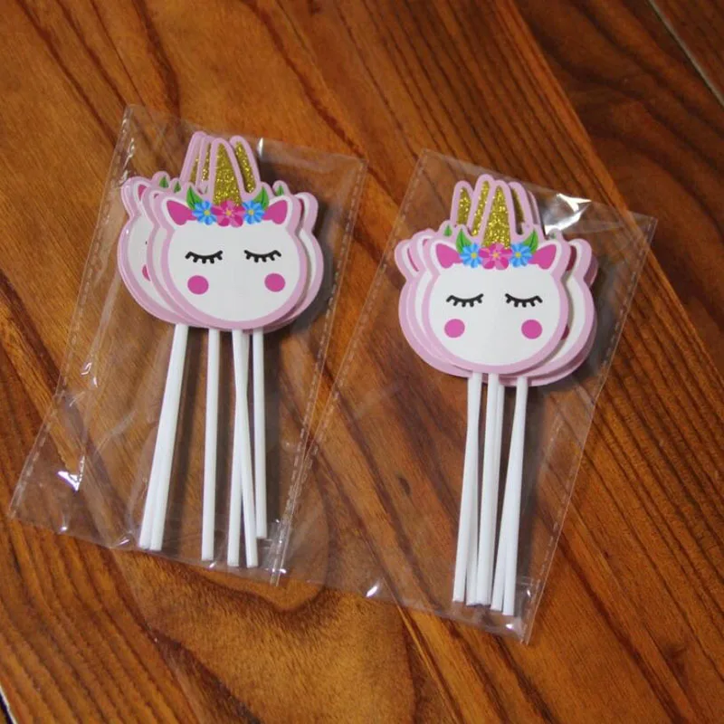 6 шт./лот единорог вечеринка торт кекс топпер медиаторы для торта флаги детей Baby