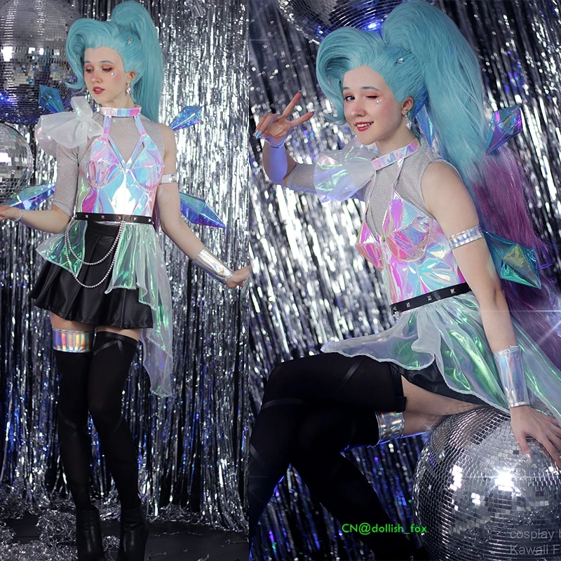 Женский костюм для косплея ROLECOS KDA Seraphine сексуальное вечервечерние платье с юбкой