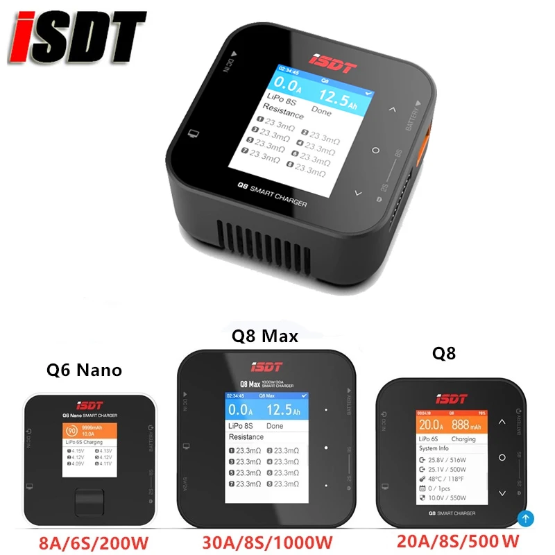 

ISDT Q6 Nano 200W/Q8 Lite 500W/Q8 Max 1000W 1-6S/2-8S зарядное устройство для Lipo батареи высокой мощности для дрона RC FPV