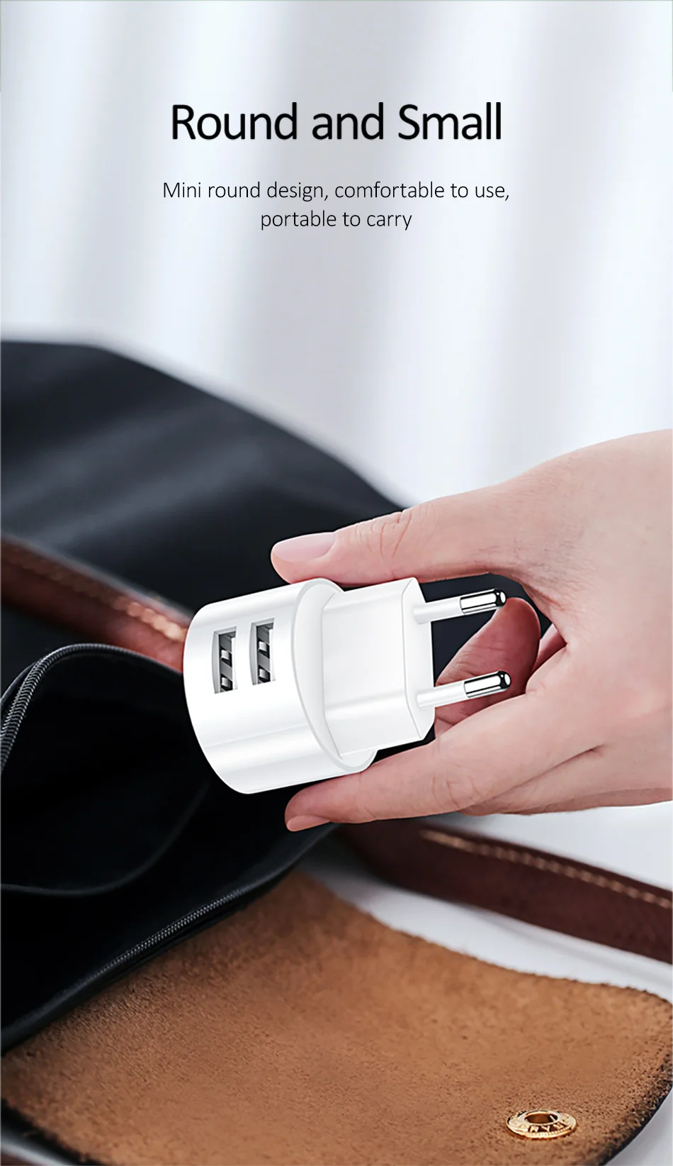 USAMS 5 в 2.1A двойное USB зарядное устройство для iPhone iPad US/EU/UK быстрое зарядное устройство для samsung Xiaomi Mini круглое дорожное зарядное устройство для телефона