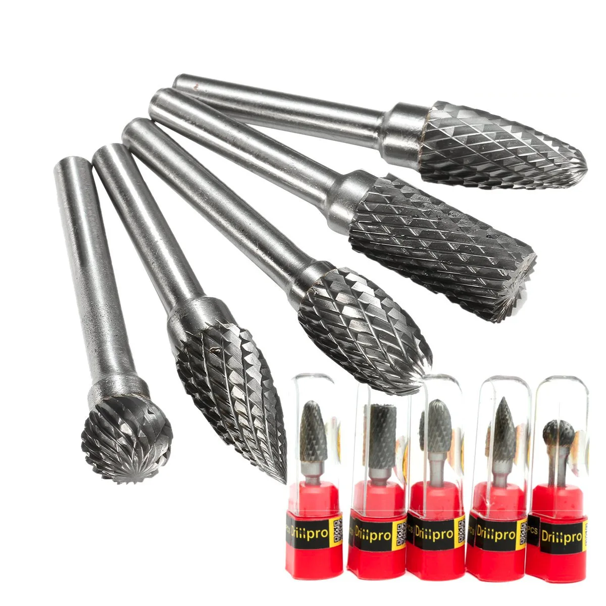 

5Pcs 1/4 Inch Head Tungsten Carbide Rotary Point Burr Milling Cutters Die Grinder Shank Set For The Mill