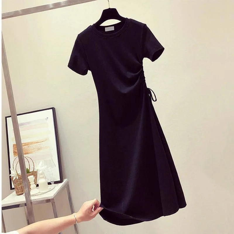 Черный Summer Dresses Casual Cotton Girls Dress Avocado Green Long Section Waist Costume Slim Party Big Kids Teenage Women Clothes - Цвет: Черный