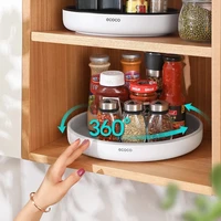 360 Rotating Storage Rack Multifunctional Seasoning Organizer Shelf Oilproof Non-Slip Kitchen Supplies Holder Cosmetic Cabinet
