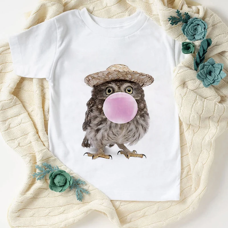 Panda de nuevo gracioso chicas Kawaii ropa Streetwear ni&ntilde;os camisas cuello redondo Ni&ntilde;a Tops Casual de dibujos animados ni&ntilde;os camiseta de moda-4