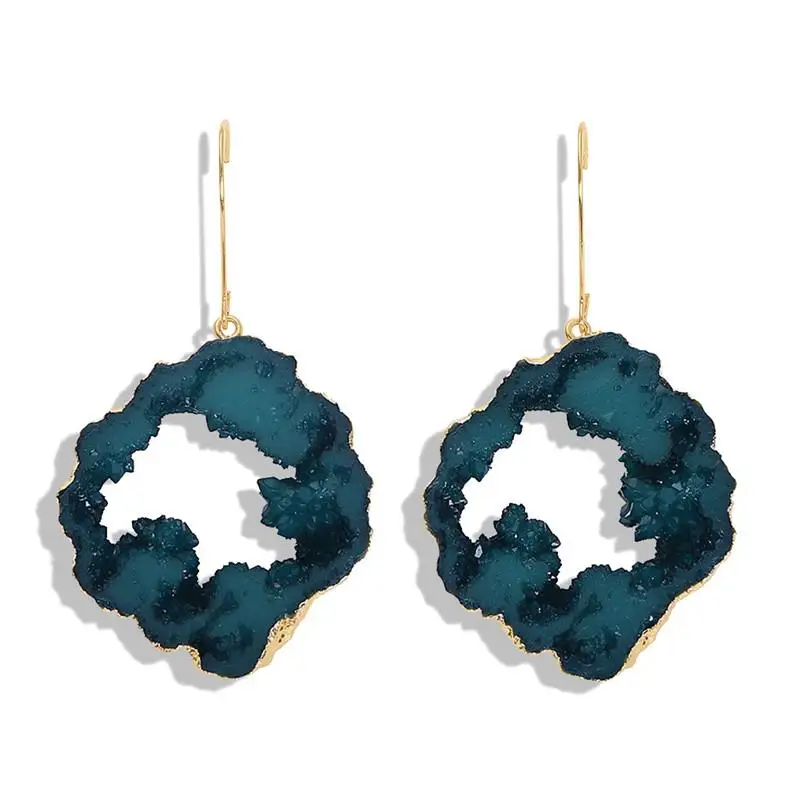 Шикарные полые серьги из смолы Druzy большие серьги-капли для женщин массивные