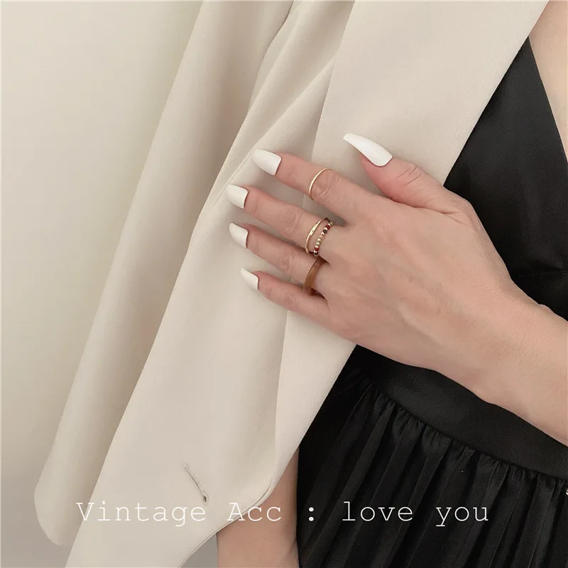 

5pcs/set Minimalist Ring Set Golden Silver Color Tiny Thin Simple Korean Multi-layer Fashion Metal Ring for Women