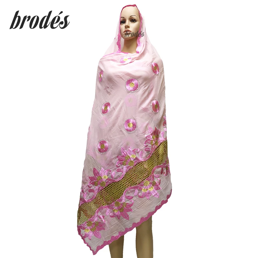 Новейшие африканские женские шарфы мусульманский шарф с вышивкой хлопковый