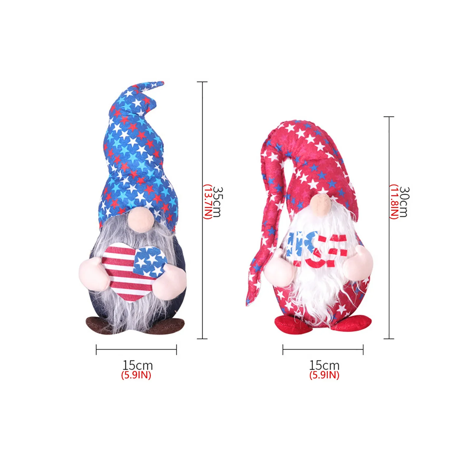 

American Independence Day Striped Five-pointed Star Dwarf Doll USA Flag Old Man Doll Home Party Ornament Kids Toys Decoration