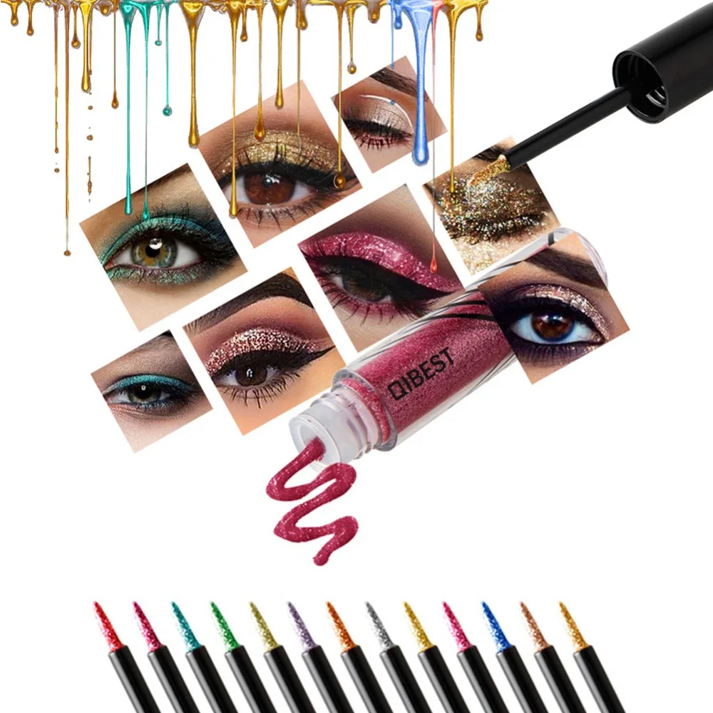 QIBEST сексуальная блестящая Водостойкая Подводка для глаз Женский жидкий