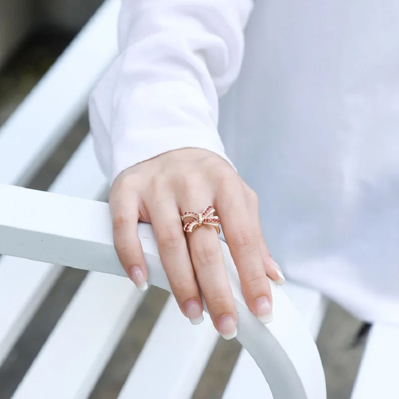 QTT серебряный цвет милое кольцо Природный лук кристалл изысканное ювелирное