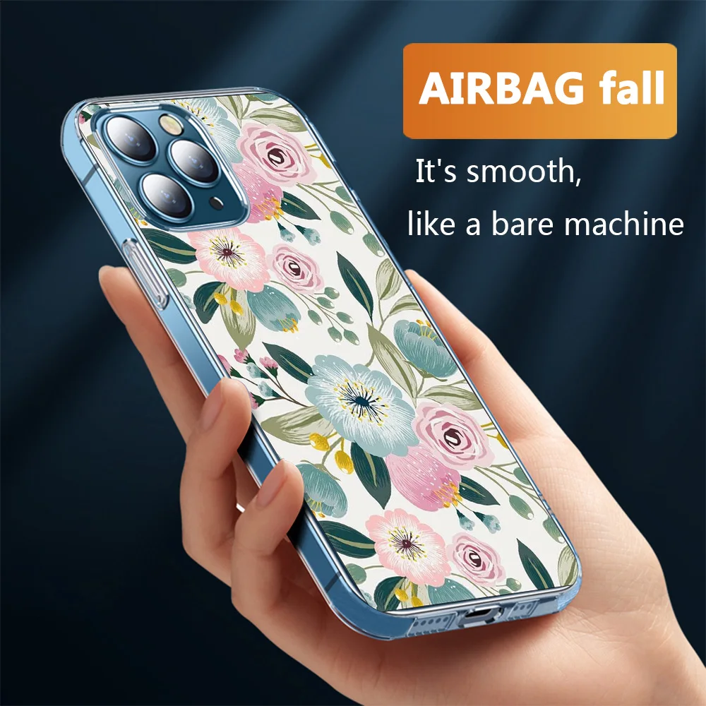 

Plant Pink Flower For iPhone 12 Pro Phone Case For iPhone 12 11 Pro Max XR X XS Max 7 8 6 6S Plus Soft TPU Phone Cover Funda