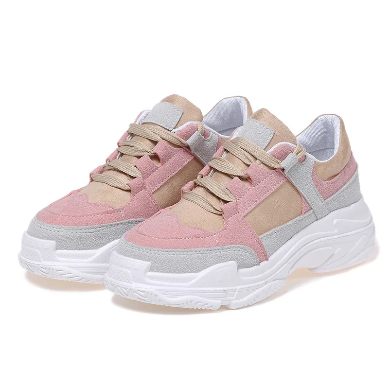 Новые весенние кроссовки женские туфли на платформе и высоком каблуке криперы