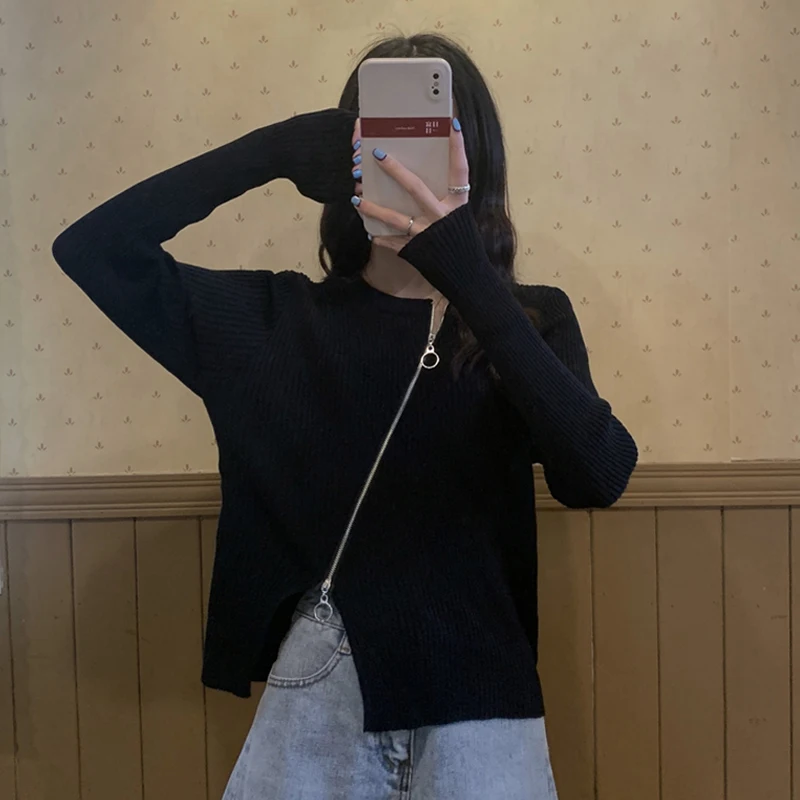 Асимметричный женский дизайнерский свитер 2021 Новинка весна осень Модный