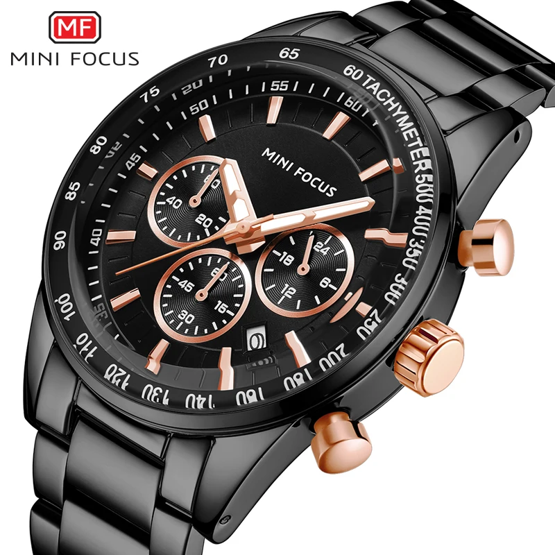

MINI FOCUS Military Army Watches Men Luxury Brand Steel Band Chronograph Men Watch Waterproof Sport Wristwatch Relogio Masculino