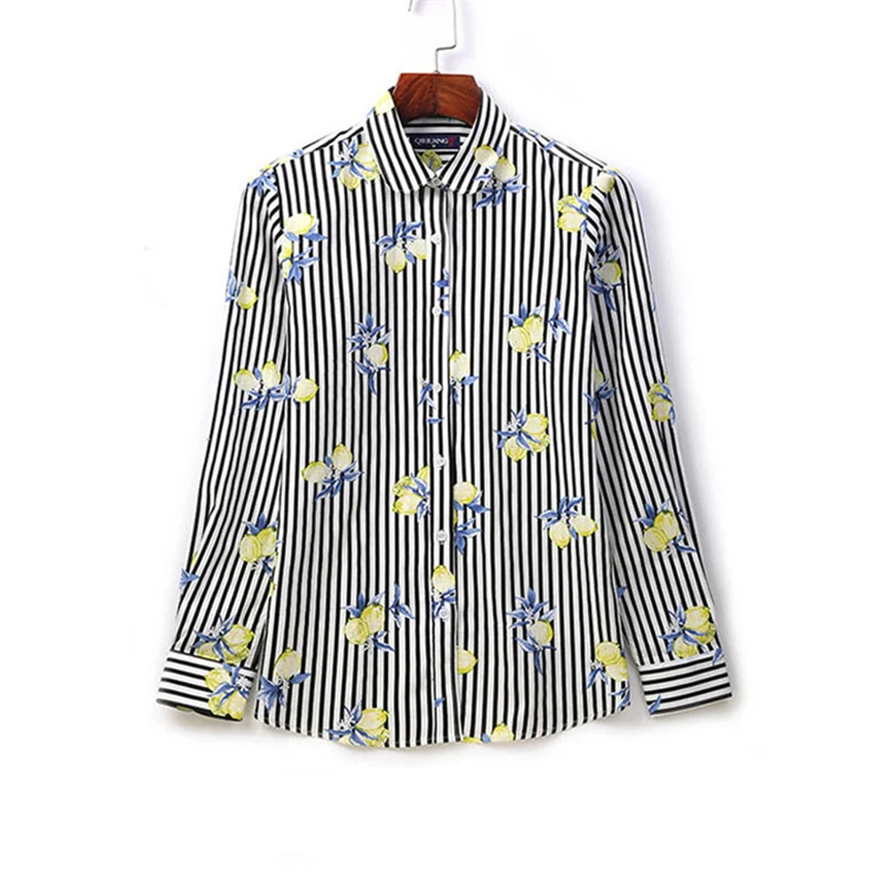 Новинка лета 2020 женская модная блузка с цветочным принтом в полоску длинным