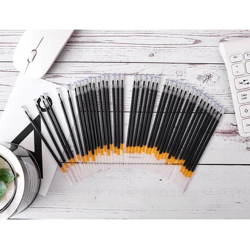 

100pcs/set Gel Ink Refill Pen Black Ink Pen 0.38mm Office School Stationary UY8