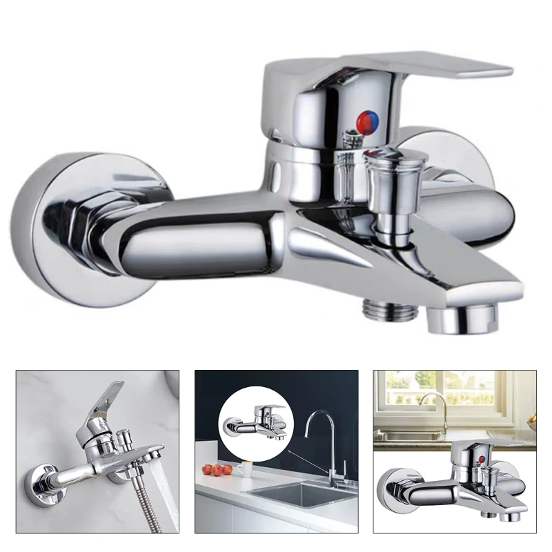 

Triple Bathtub Hot and Cold Mixing Water Faucet Sink Spray Shower Head Deck Mounted Basin Mixer Taps Home Improvement