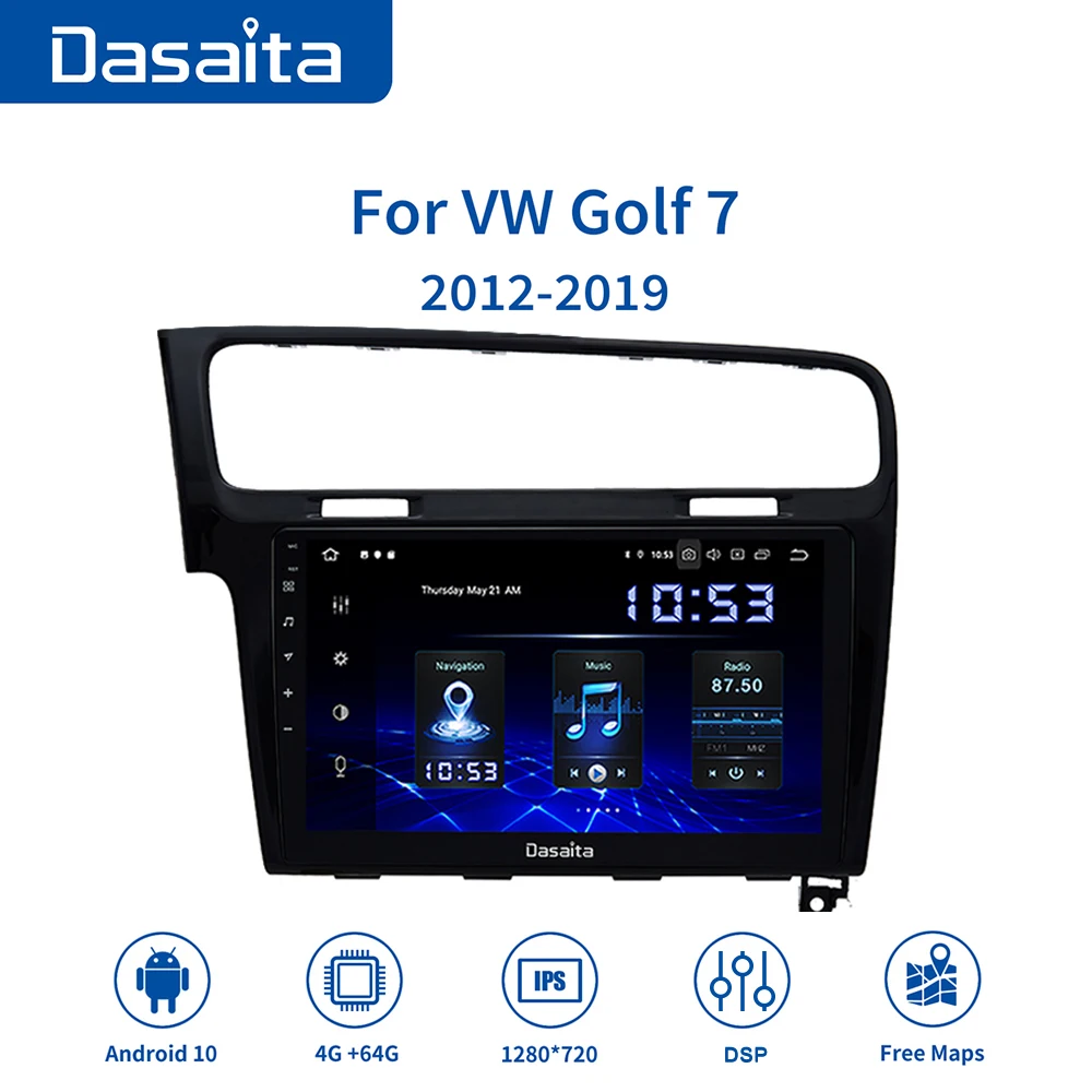 Автомагнитола Dasaita 1 Din Android 10 0 для VW Golf 7 2013 2014 2015 2016 2017 навигация GPS сенсорный экран