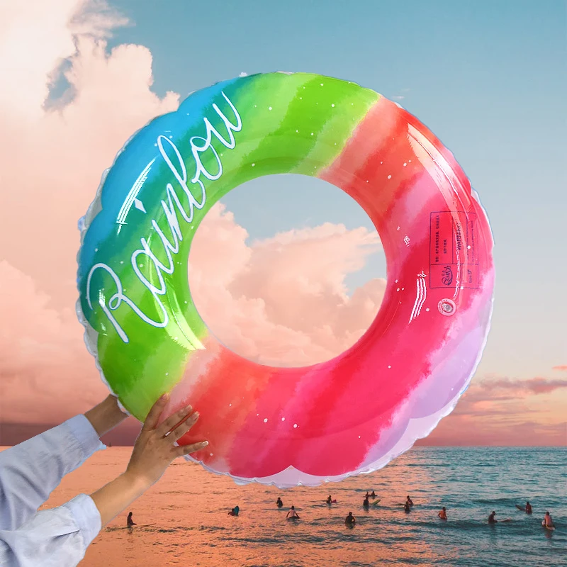 

Swimming Circle Inflatable Floating Ring Robaxin Rainbow Rubber Ring for Swimming Pool Kids Adult Pool Float Seat Summer Beach