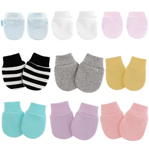 Imported KLV 4 Pair/set Simple Cute Baby Knitting Mitten Newborn Anti-eat Hand Anti-Grab Face Protect Glove B