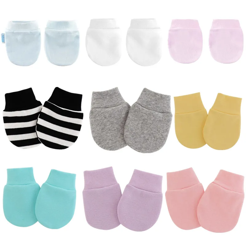 KLV-guantes de punto para beb&eacute;, manopla Simple y Linda para reci&eacute;n nacido, antiinglete, antiagarre, protecci&oacute;n facial, 4 par/set-0