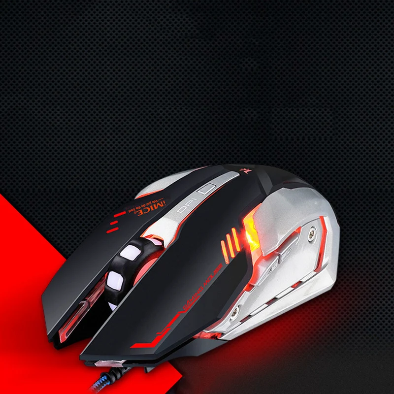 Игровая мышь IMICE эргономичная проводная 6 клавиш LED 4800 DPI программируемая