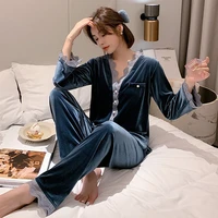 winter new velvet pajamas set for women warm sleepwear dropshipping loungewear pijama long sleeve homewear fall home clothes