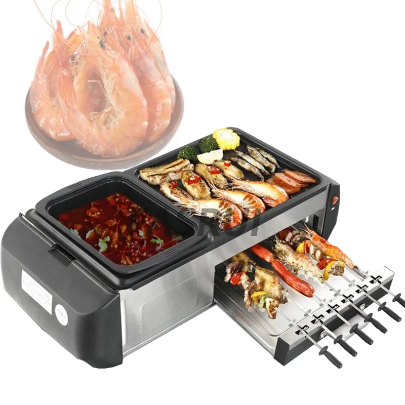 

Electric Hot Pot & Barbecue Dual Control Smokeless Non-Stick Electric Grill Machine 220V Shabu Pot Home BBQ Grill