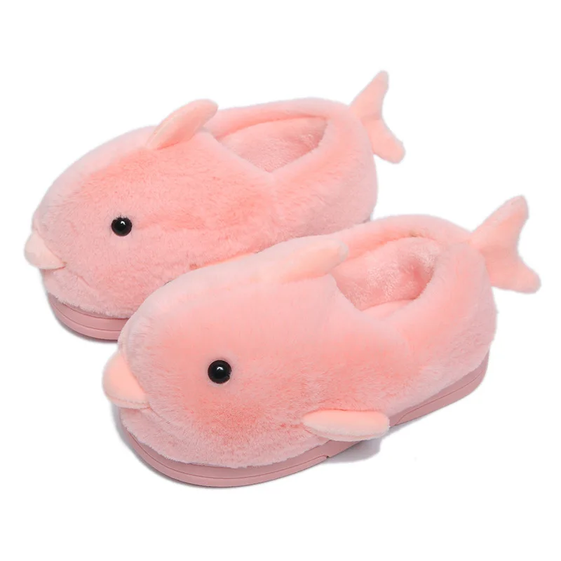 

Cotton slippers cartoon dolphin winter home at home parents and children bag heel