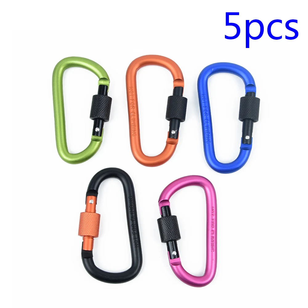 

5Pcs D Ring Carabiner Spring Snap Key Chain Clip Hook Lock Outdoor Buckle Mountaineering Hook Camping Survival Tools Accessories