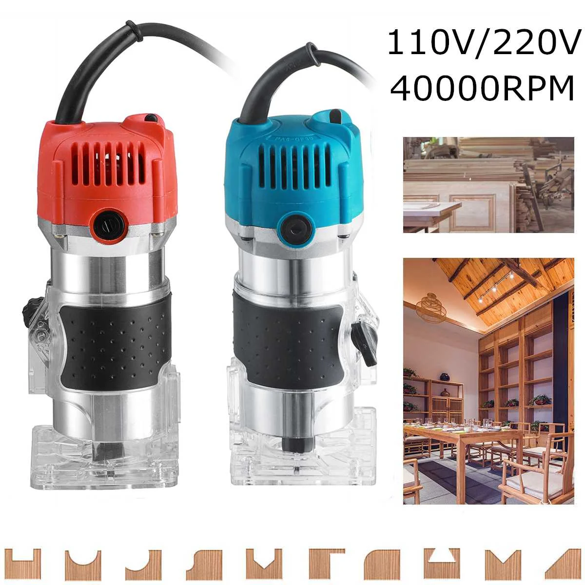 

2300W 40000RPM Wood Electric Trimmer Handheld Laminate Palm Router Electric Trimmer Edge Joiners Woodworking Tool 110V/220V