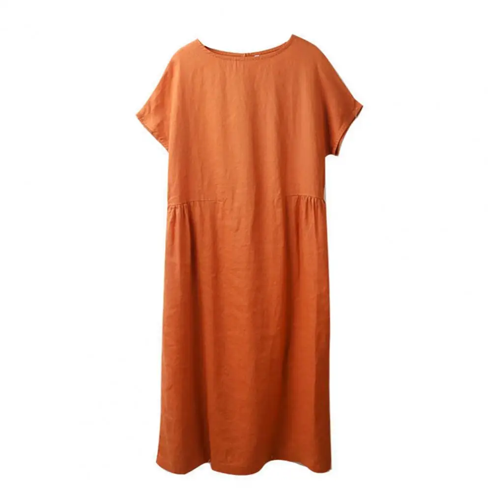 

Women's dress Sundress Solid Large Hem Short Sleeve Pockets Loose Midi Dresses for Work Vintage Casual Summer Dress Plus Size
