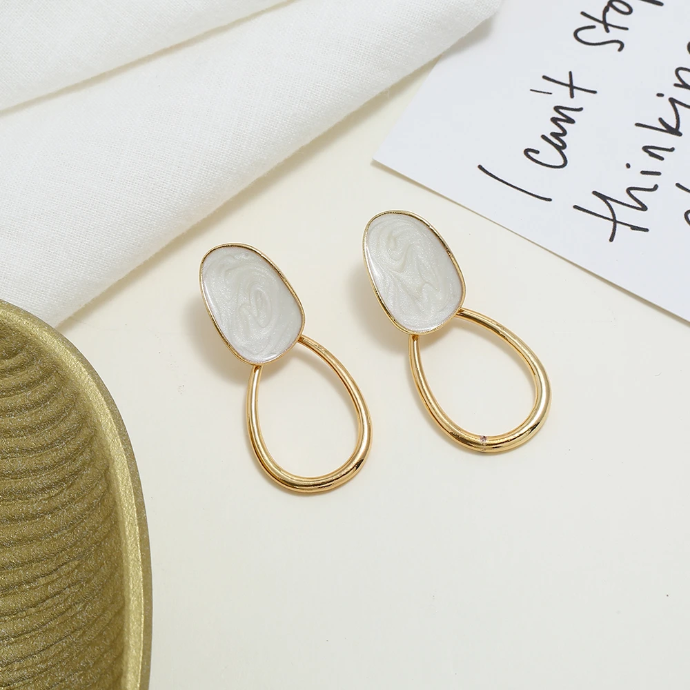 Корейские серьги для женщин Простые Ювелирные изделия эмаль геометрические