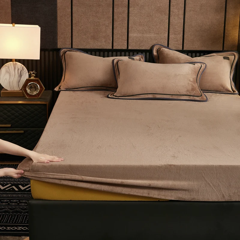 Фланелевая Мягкая Наволочка для кровати размеры Queen/King зимнее теплое бархатное