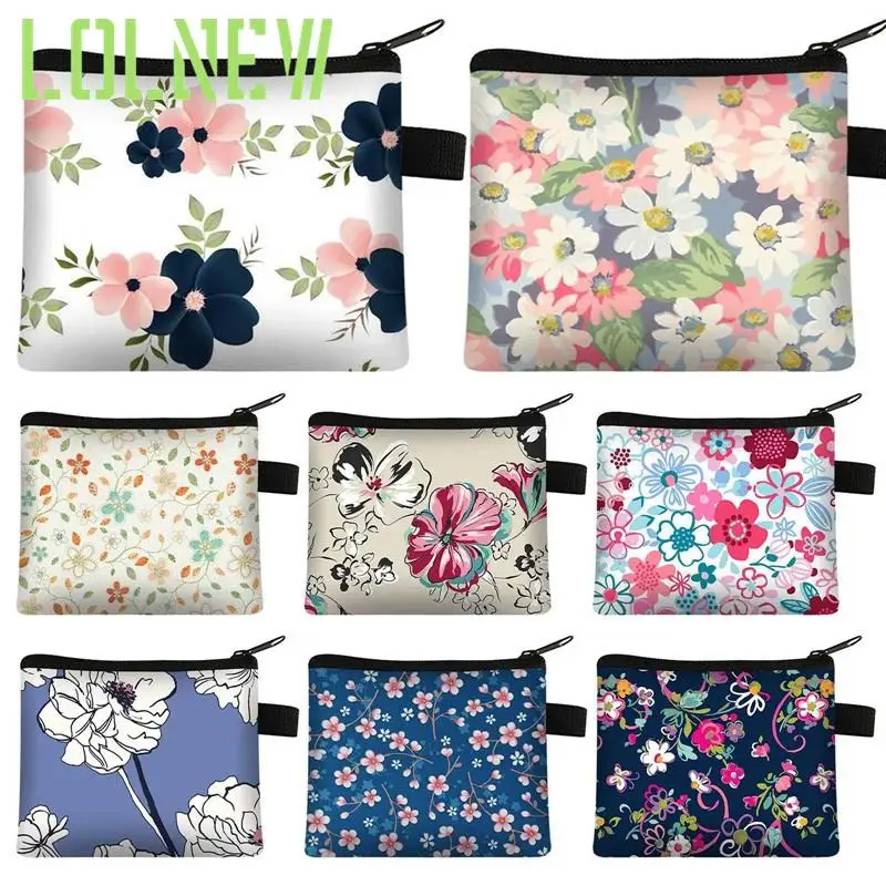

1 Pc Mini Fashion Flower Coin Purse Women Girls Fashion Printed Wallet Lipstick Portable Money Purse Pocket Bag 13.5*11cm