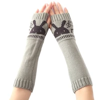 100 arcylic yarn fingerless bunny long gloves for women winter warm rabbit design trendy fashion cute knitted mittens gl0426