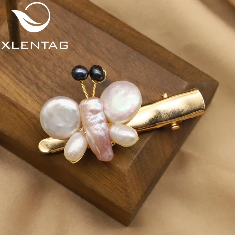 

Заколка XlentAg Женская ручной работы, шпилька из натурального жемчуга в стиле барокко, желтого нефрита, цветок, Ювелирное Украшение для свадеб...