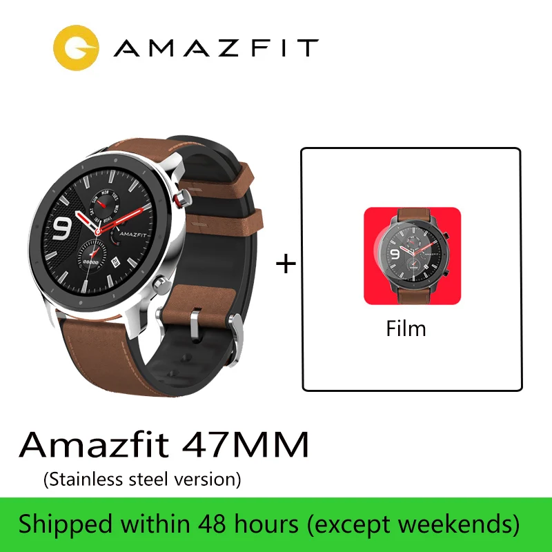 47MM stainless steel Amazfit GTR 47 мм Смарт-часы для мужчин 5 АТМ водонепроницаемый Huami gps Smartwatch до 24 дней батарея AMOLED экран 12 Спорт Modesl - Цвет: 47MM stainless steel