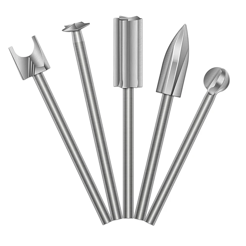 

5 шт. резьба по дереву и гравировка сверло Набор Электрический фрезерная машина для автоматической обрезки ботвы деревообрабатывающий сверлильный ножи