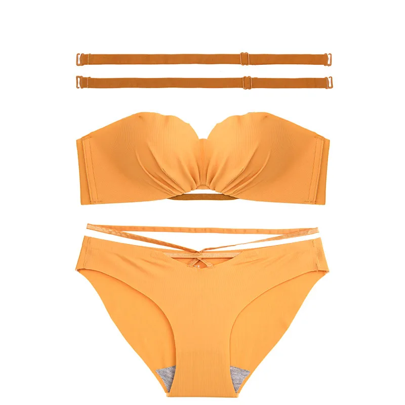 Женский бюстгальтер без косточек Wasteheart модный фиолетовый с набивкой трусики