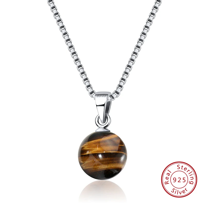 ORSA JEWELS подлинные 925 пробы серебряные ожерелья и подвески из натурального камня бирюзовый кулон женское ожерелье вечерние ювелирные изделия SN87 - Цвет камня: Tiger Eye Stone