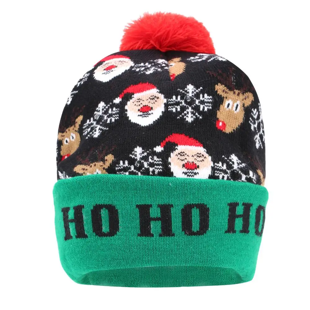 Черная Рождественская шапка Санта Клаус лося для женщин и мужчин шапки с
