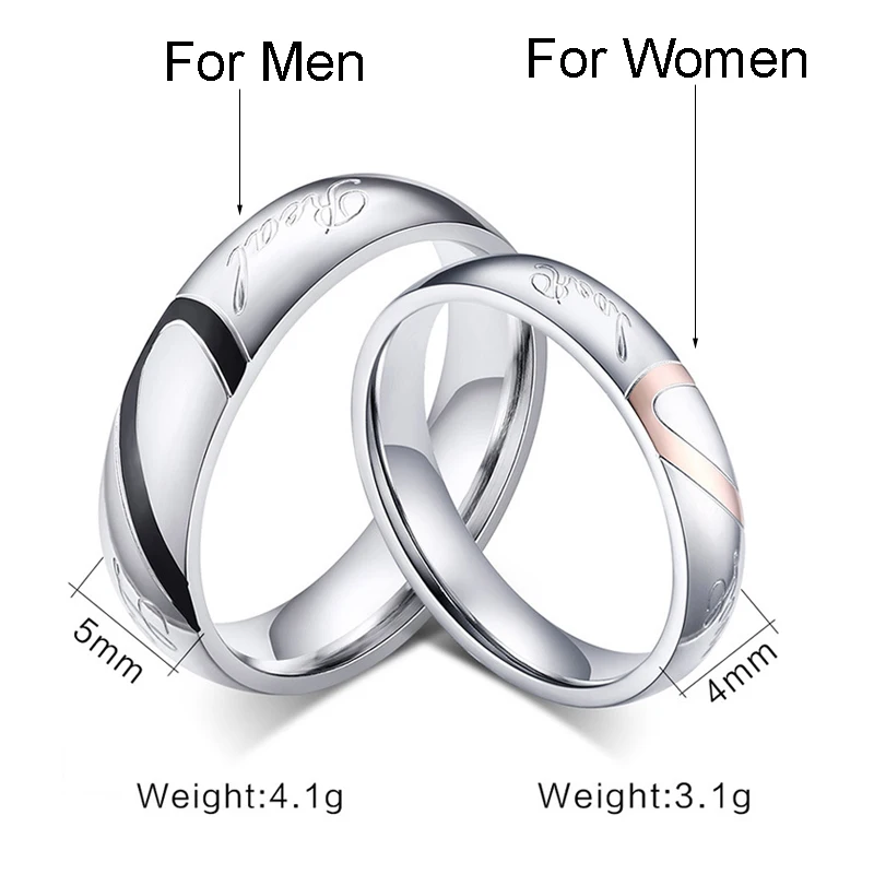 Модные украшения из титановой стали настоящая любовь сердце свадебные кольца