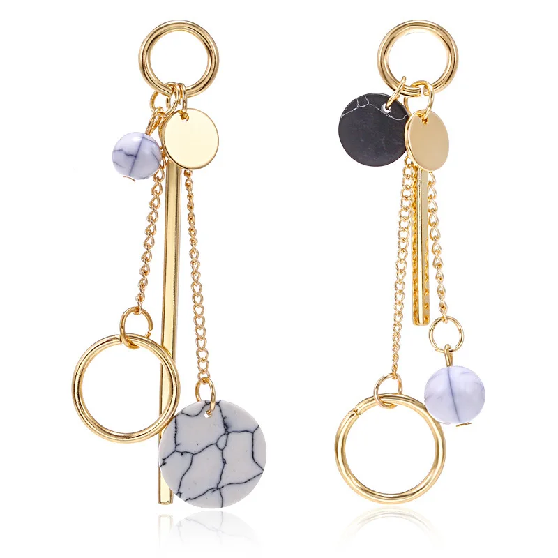 Роскошные Многослойные Асимметричные золотые серьги имитация мрамора