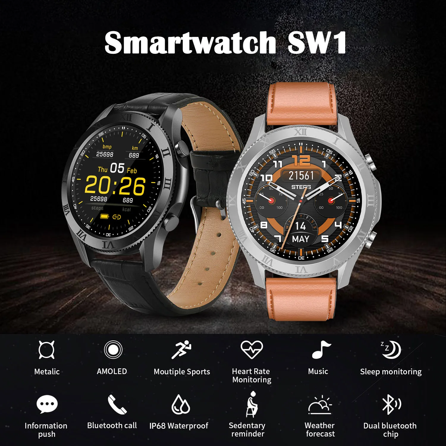 2021 New 1.35inch Screen Bluetooth Smart Watch Women Music Sports for Samsung Galaxy Watch 1 Amazfit Smart Watch Men Apple Watch