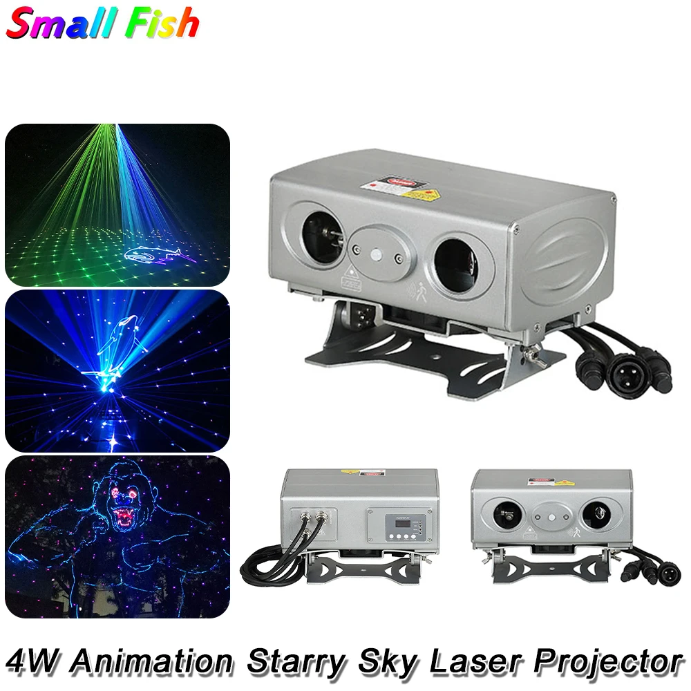 

4W Animation Starry Sky Laser Projector Light 25Kpps Patterns Scaning Laser Lamp Disco Wedding Xmas Party Bar Gobo Light