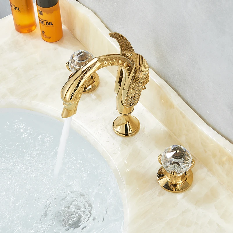Senlesen 3 шт. бассейна кран золотистого чистого цвета двойной ручки в форме